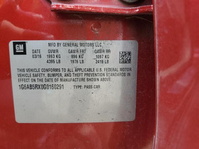 2016 Cadillac ATS VIN 1G6AB5RX0G0160291 Copart auction photo, rear end / front end damage thumbnail 12