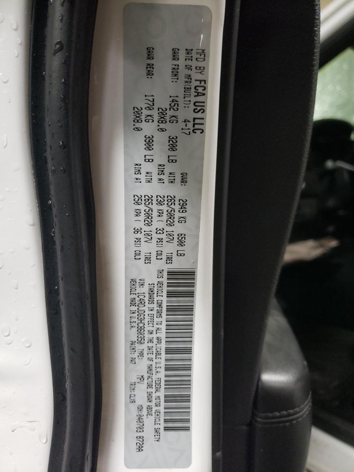 2017 Dodge Durango VIN 1C4RDJDG3HC860350 Copart auction photo, front end damage thumbnail 14