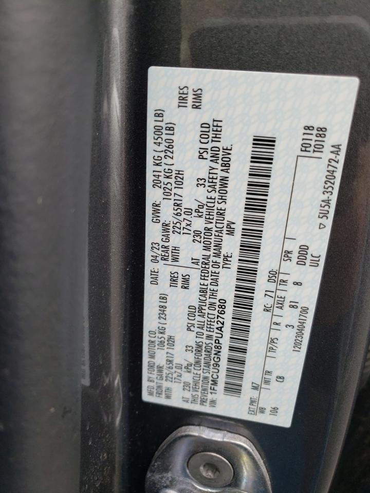 2023 Ford Escape VIN 1FMCU9GN8PUA27680 Copart auction photo, front end damage thumbnail 13