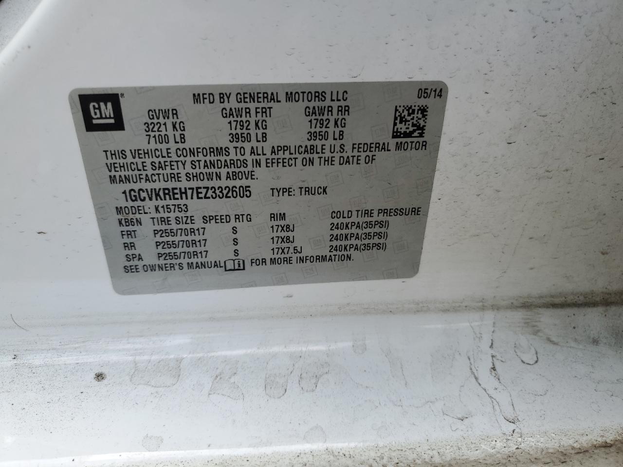 2014 Chevrolet Silverado VIN 1GCVKREH7EZ332605 Copart auction photo, rear end damage thumbnail 12