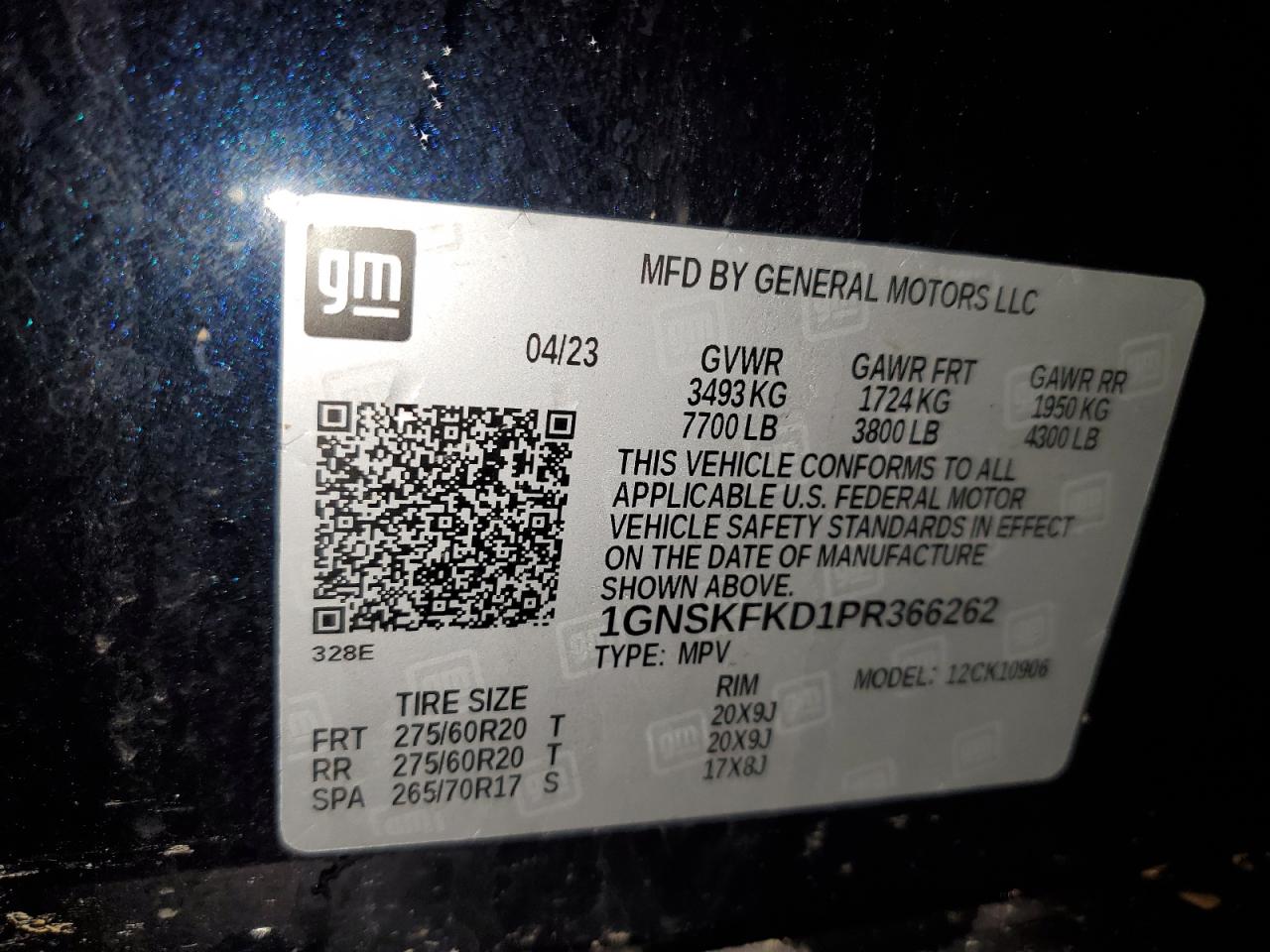 2023 Chevrolet Suburban VIN 1GNSKFKD1PR366262 Copart auction photo, all over damage thumbnail 13
