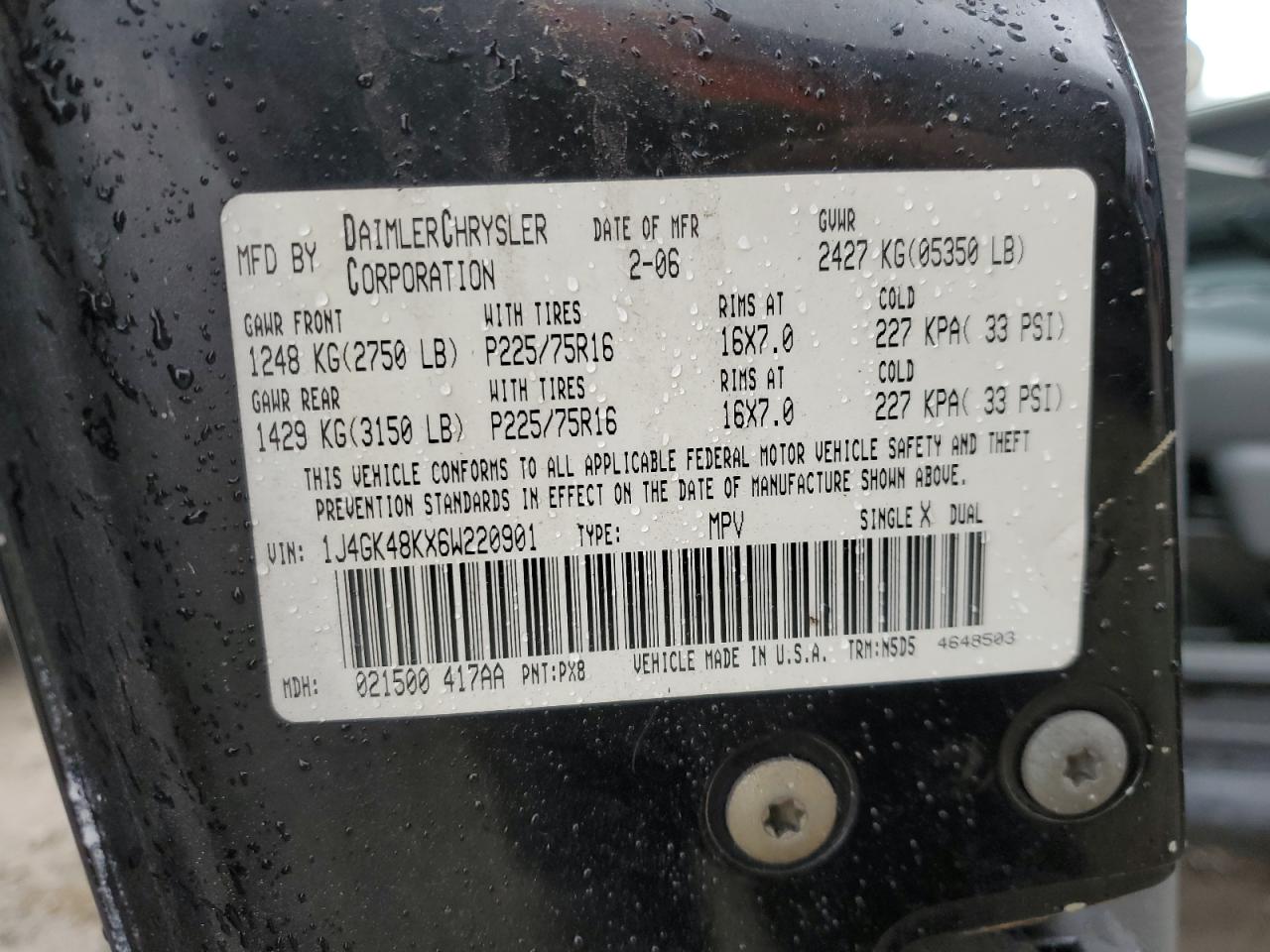 2006 Jeep Liberty (North America) VIN 1J4GK48KX6W220901 Copart auction photo, front end damage thumbnail 14