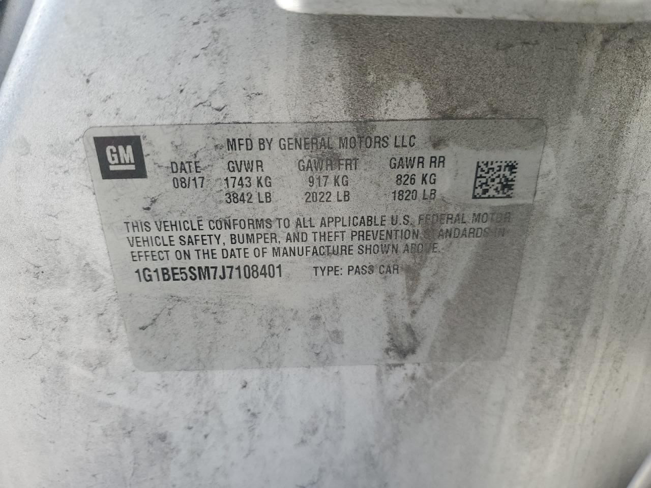 2018 Chevrolet Cruze VIN 1G1BE5SM7J7108401 Copart auction photo, front end damage thumbnail 12