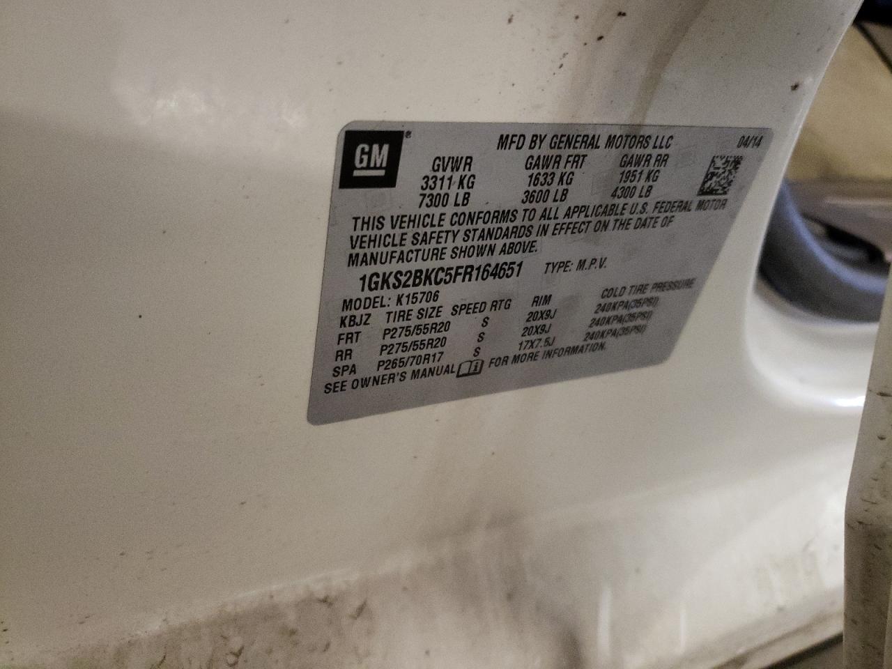2015 GMC Yukon VIN 1GKS2BKC5FR164651 Copart auction photo, side damage thumbnail 15