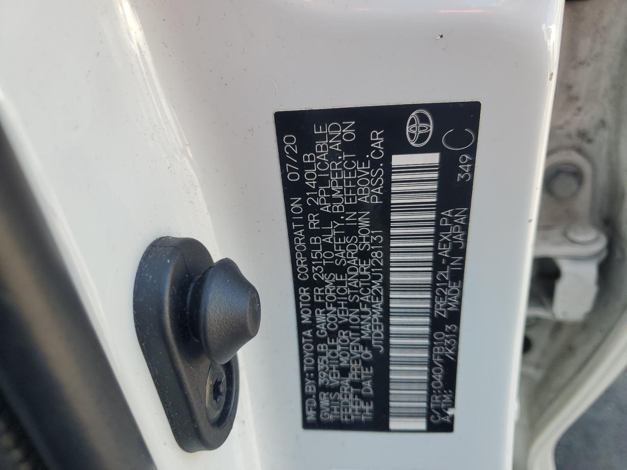 2021 Toyota Corolla VIN JTDEPMAE2MJ128131 Copart auction photo, front end damage thumbnail 12