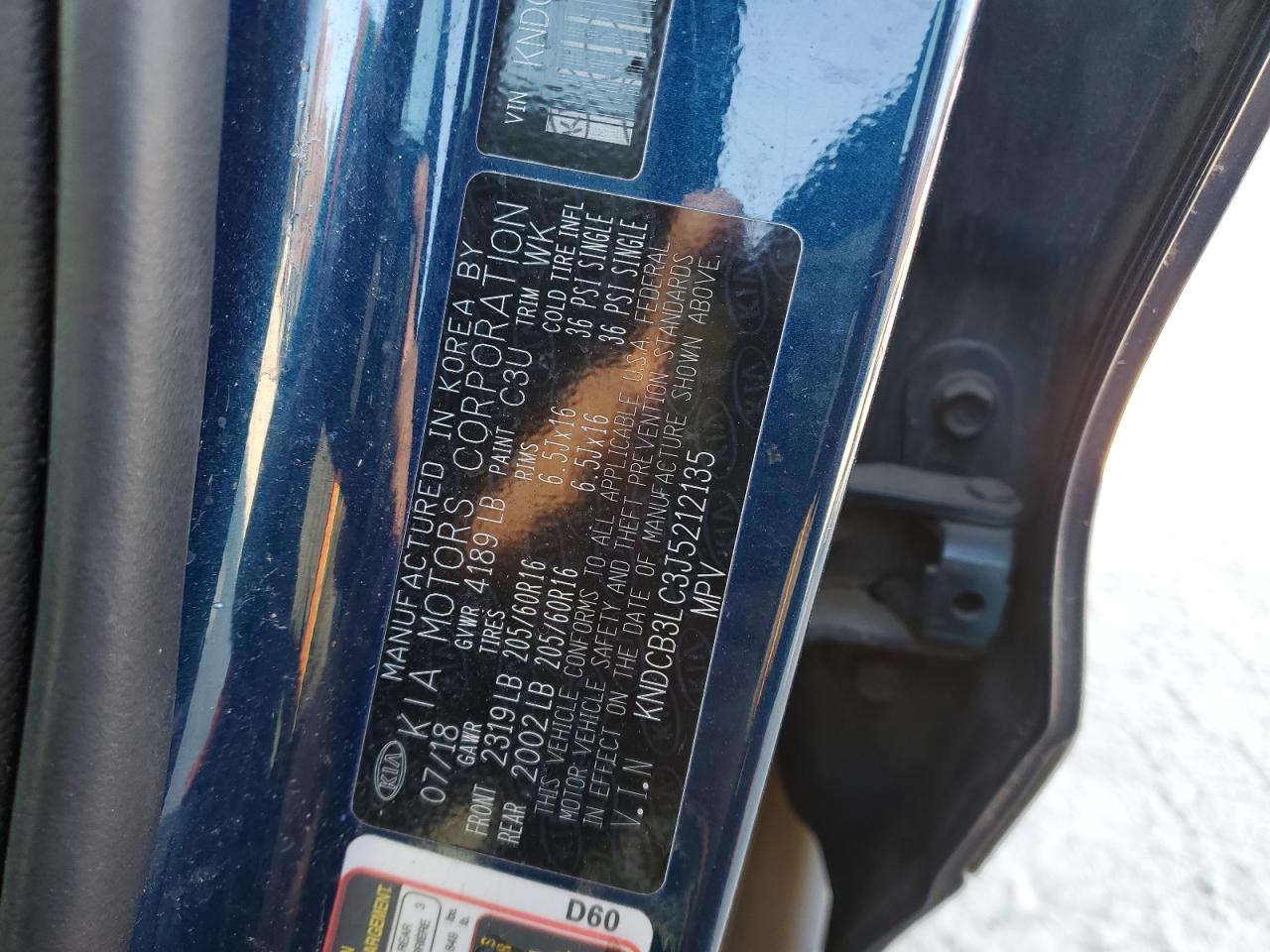 2018 KIA Niro VIN KNDCB3LC3J5212135 Copart auction photo, front end damage thumbnail 13