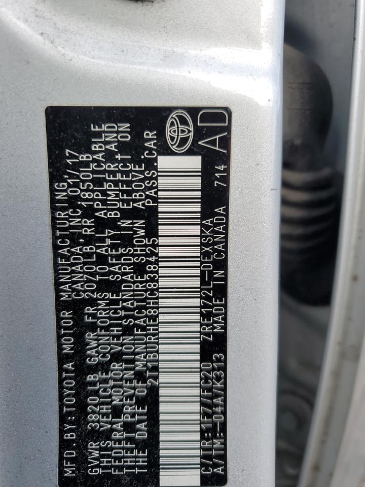 2017 Toyota Corolla VIN 2T1BURHE8HC838425 Copart auction photo, front end damage thumbnail 13
