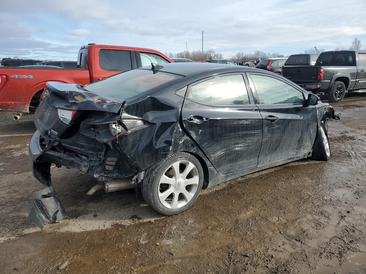 2013 Hyundai Elantra VIN KMHDH4AE5DU916114 Copart auction photo, front end / rear end damage thumbnail 3