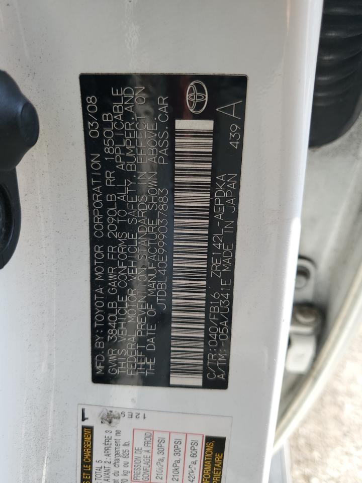 2009 Toyota Corolla VIN JTDBL40E999037883 Copart auction photo, side / mechanical damage thumbnail 12