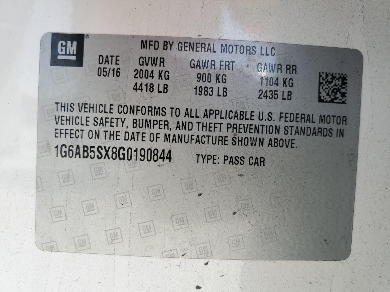 2016 Cadillac ATS VIN 1G6AB5SX8G0190844 Copart auction photo, side / hail damage thumbnail 12