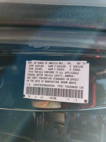 2011 Honda Accord VIN 1HGCP2F87BA000500 Copart auction photo, front end / undercarriage damage thumbnail 13