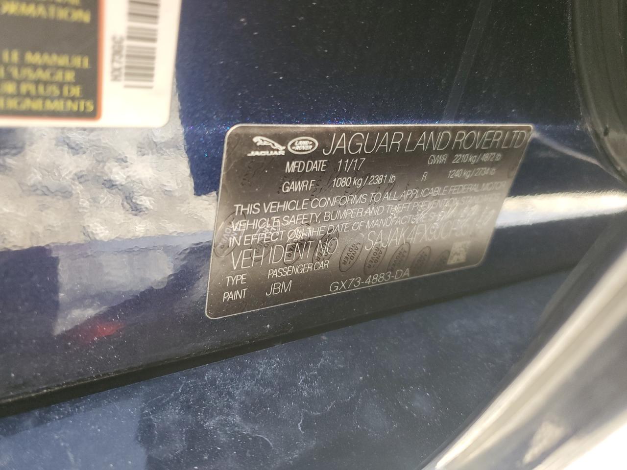 2018 Jaguar XE VIN SAJAK4FX9JCP35118 Copart auction photo, frame damage damage thumbnail 14