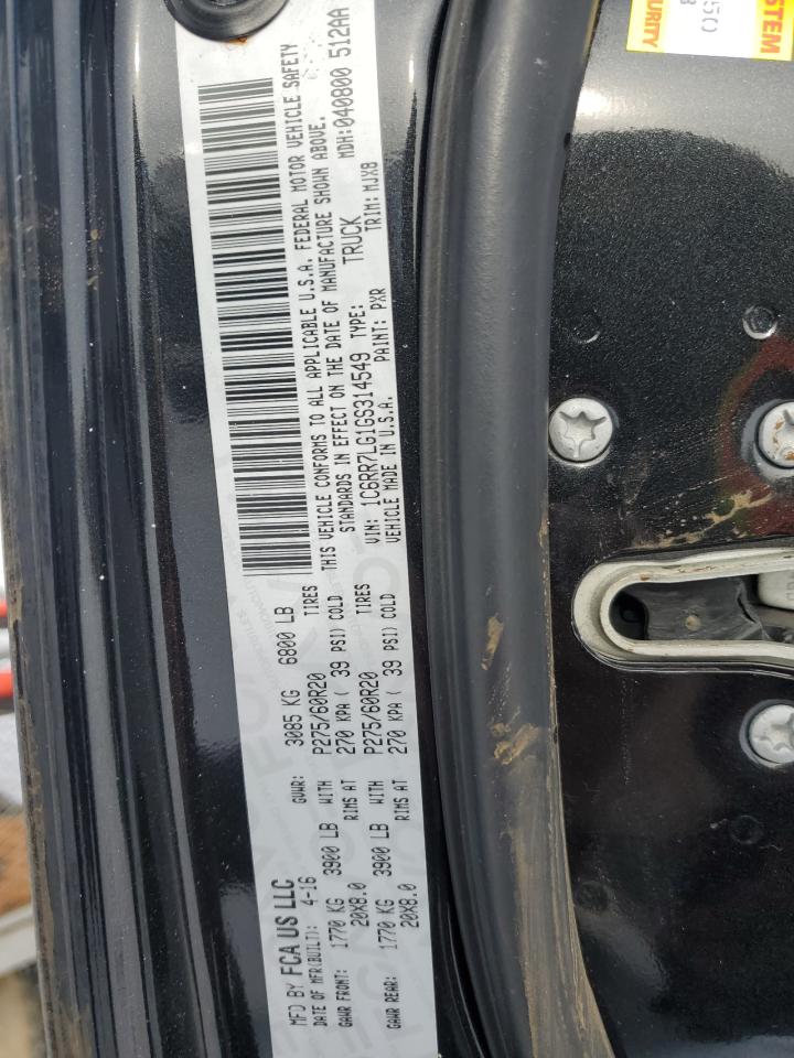 2016 RAM 1500 VIN 1C6RR7LG1GS314549 Copart auction photo, front end / minor dent/scratches damage thumbnail 14