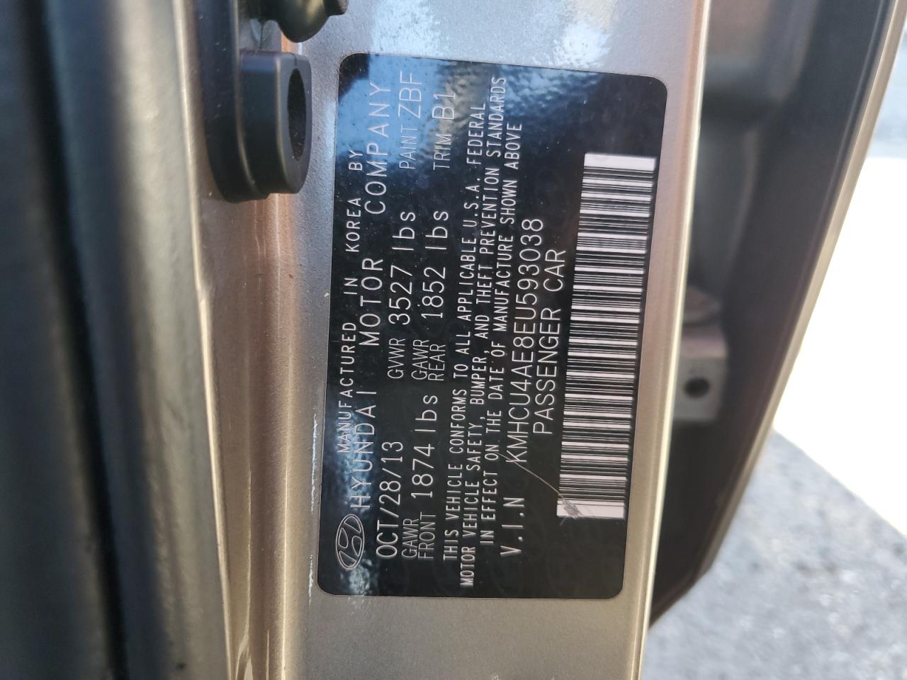 2014 Hyundai Accent VIN KMHCU4AE8EU593038 Copart auction photo, front end damage thumbnail 13