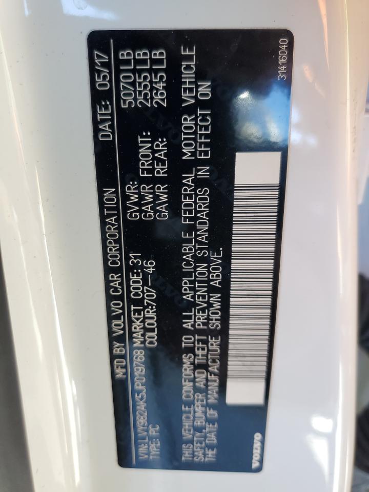 2018 Volvo S90 VIN LVY982AK5JP019768 Copart auction photo, front end damage thumbnail 14