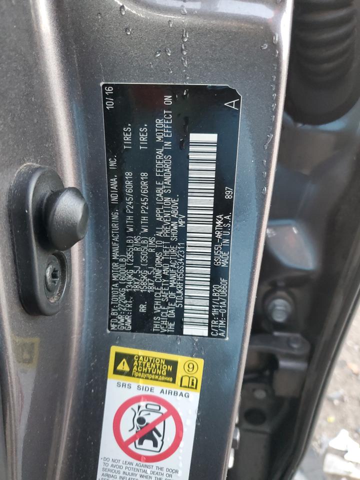 2016 Toyota Highlander VIN 5TDJKRFH5GS342311 Copart auction photo, front end damage thumbnail 14