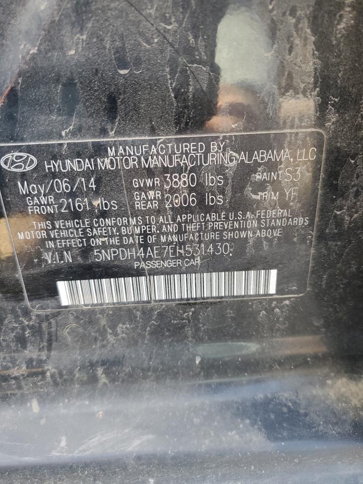2014 Hyundai Elantra VIN 5NPDH4AE7EH531430 Copart auction photo, front end damage thumbnail 14