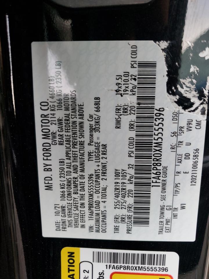 2021 Ford Mustang VIN 1FA6P8R0XM5555396 Copart auction photo, all over damage thumbnail 13