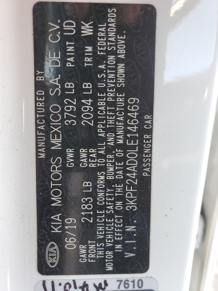 2020 KIA Forte VIN 3KPF24AD0LE146469 Copart auction photo, rear end / minor dent/scratches damage thumbnail 12