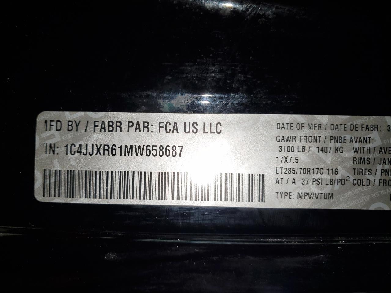 2021 Jeep Wrangler VIN 1C4JJXR61MW658687 Copart auction photo, mechanical / side damage thumbnail 13
