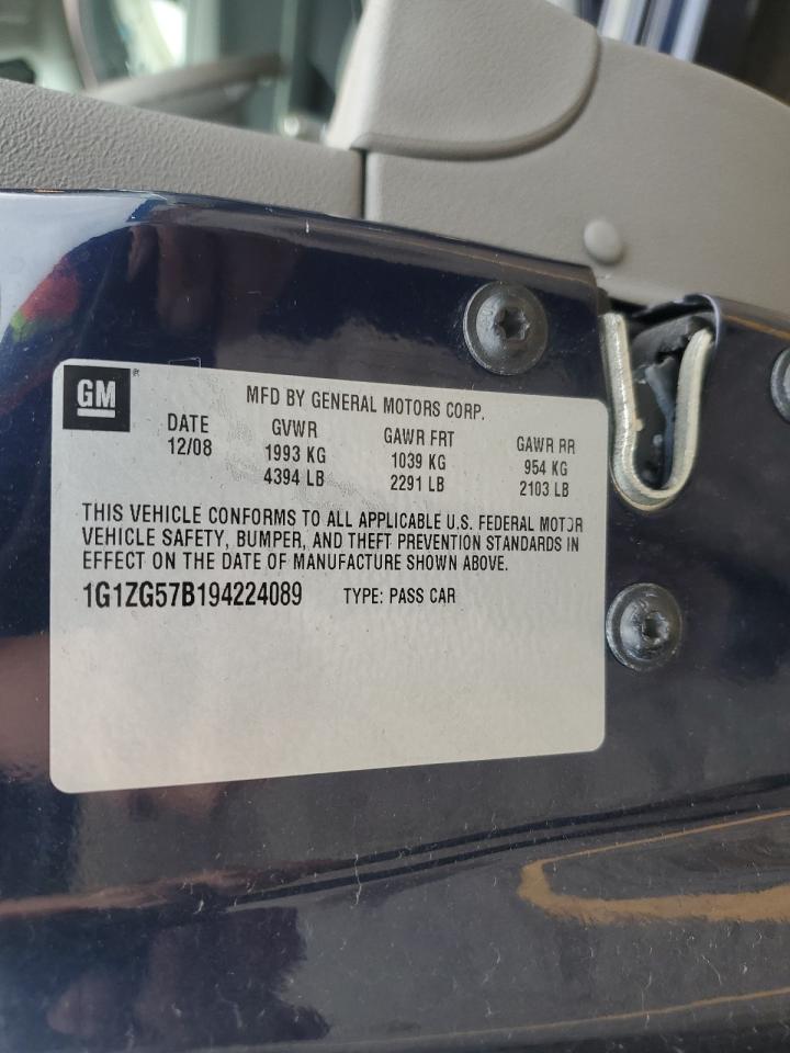 2009 Chevrolet Malibu VIN 1G1ZG57B194224089 Copart auction photo, rear end / front end damage thumbnail 13