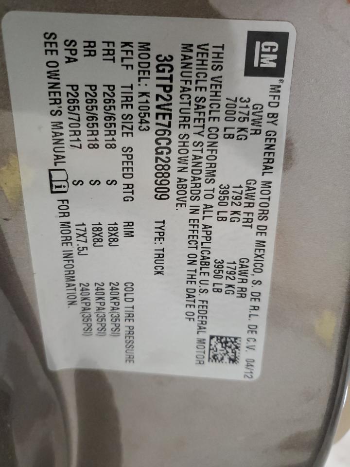2012 GMC Sierra VIN 3GTP2VE76CG288909 Copart auction photo, side / undercarriage damage thumbnail 12