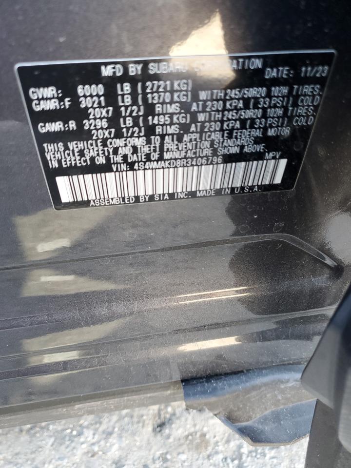 2024 Subaru Ascent VIN 4S4WMAKD8R3406796 Copart auction photo, side / rear end damage thumbnail 13