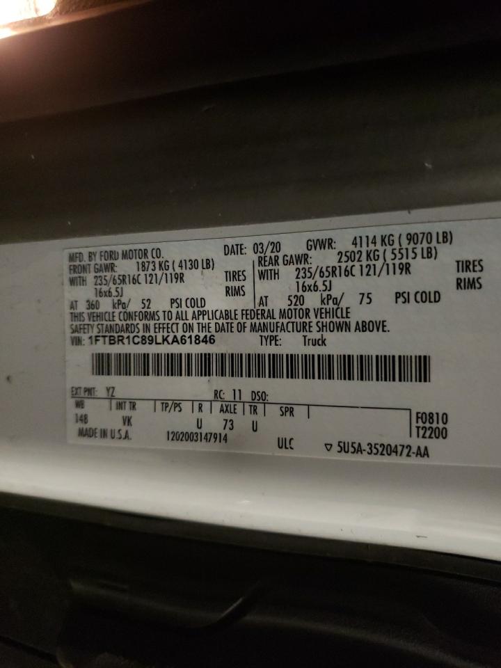 2020 Ford Transit VIN 1FTBR1C89LKA61846 Copart auction photo, side damage thumbnail 13