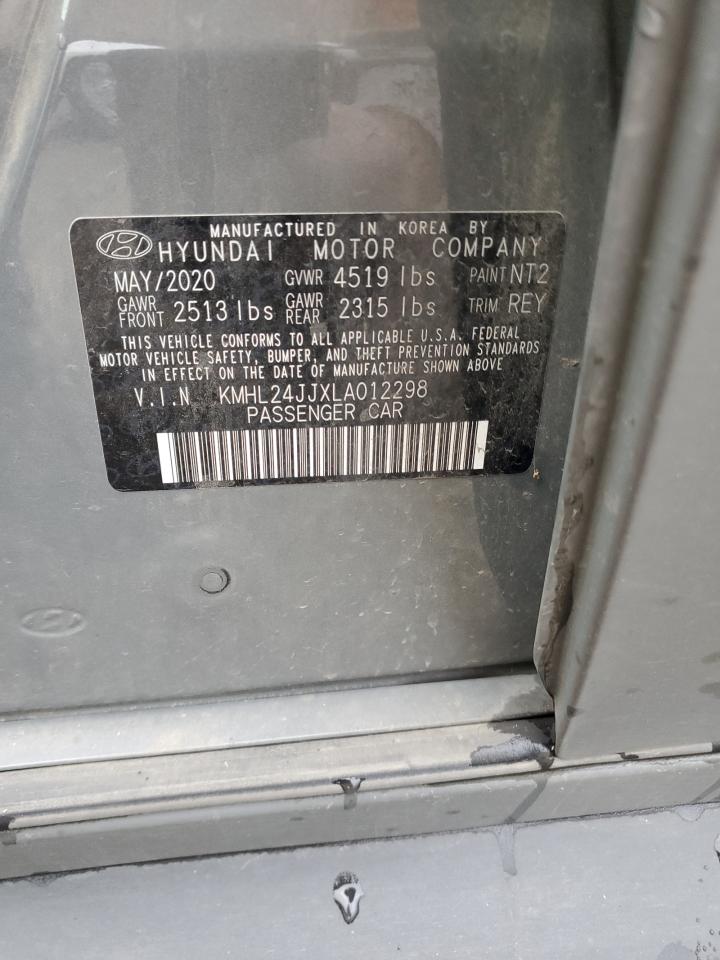 2020 Hyundai Sonata VIN KMHL24JJXLA012298 Copart auction photo, water/flood damage thumbnail 12