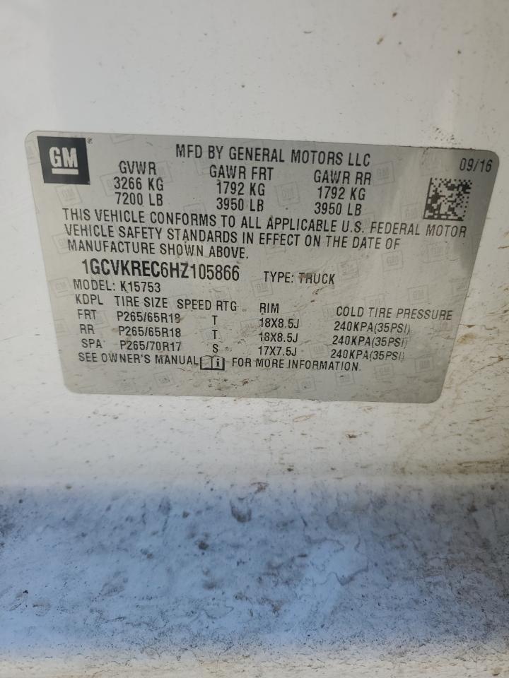 2017 Chevrolet Silverado VIN 1GCVKREC6HZ105866 Copart auction photo, vandalism damage thumbnail 12