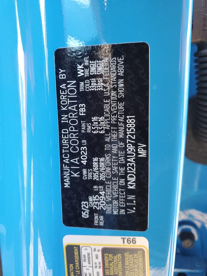 2023 KIA Soul VIN KNDJ23AU9P7215881 Copart auction photo, rear end damage thumbnail 12