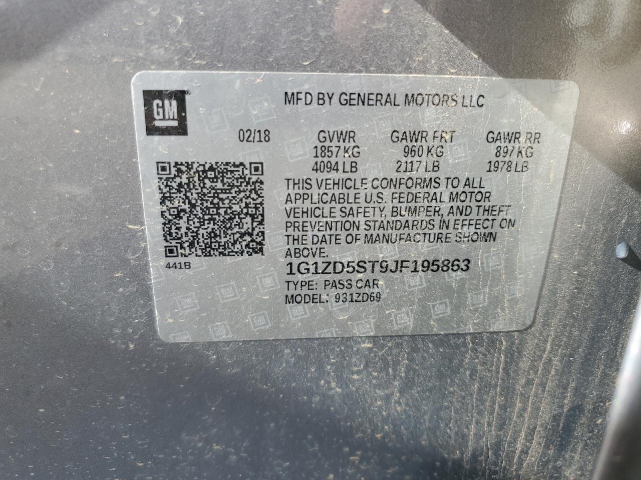 2018 Chevrolet Malibu VIN 1G1ZD5ST9JF195863 Copart auction photo, front end damage thumbnail 12