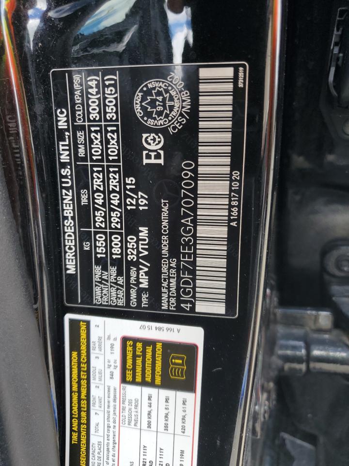 2016 Mercedes-Benz GL-klasse VIN 4JGDF7EE3GA707090 Copart auction photo, water/flood damage thumbnail 14