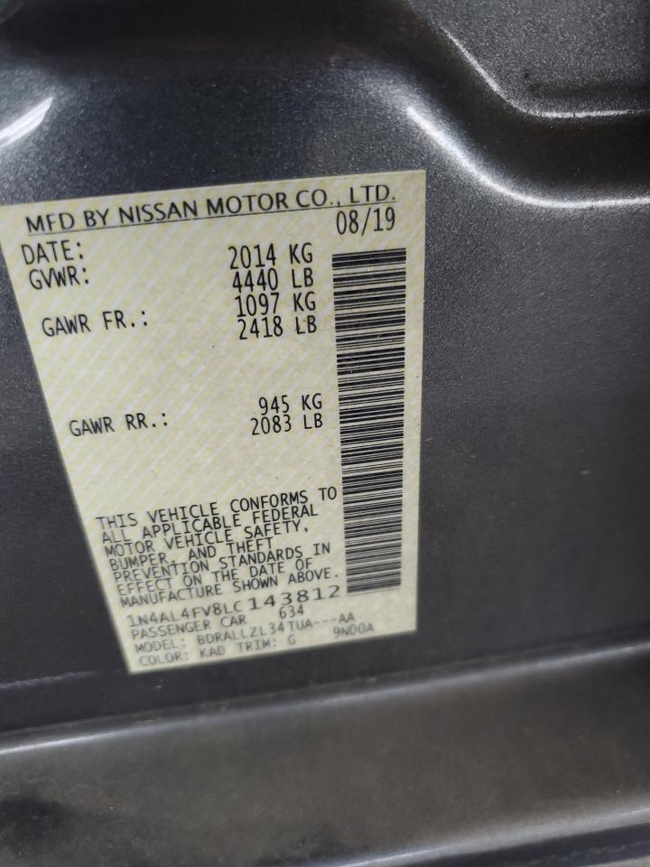 2020 Nissan Altima VIN 1N4AL4FV8LC143812 Copart auction photo, front end damage thumbnail 12