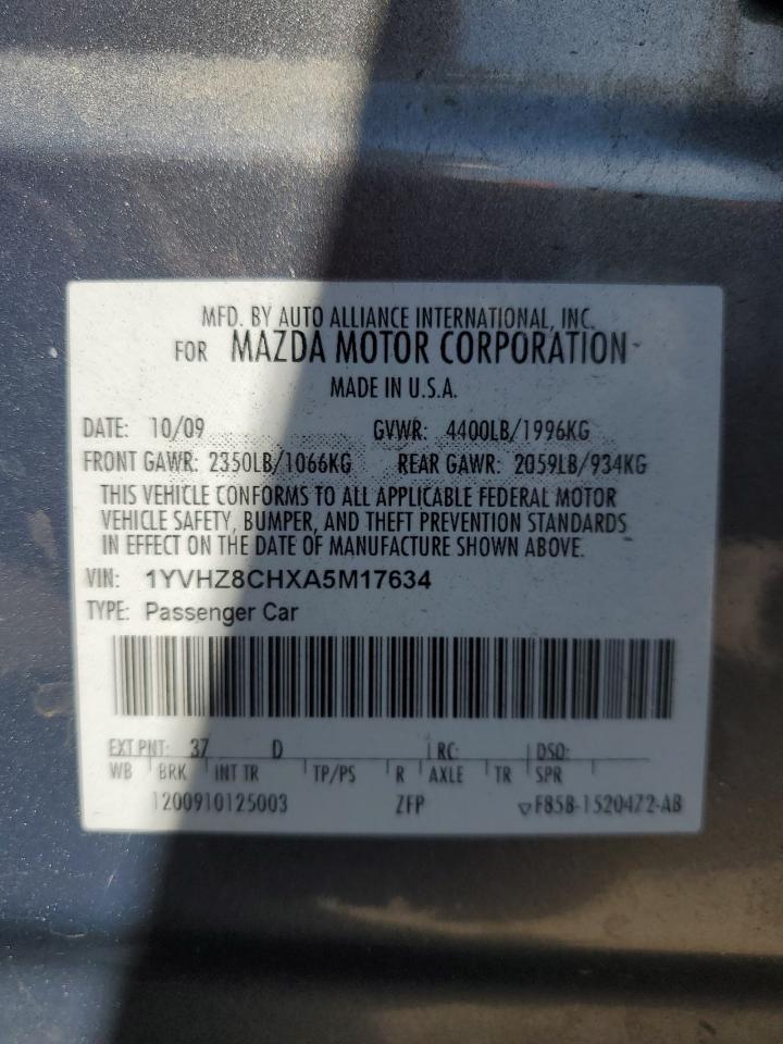 2010 Mazda 6 VIN 1YVHZ8CHXA5M17634 Copart auction photo, side / front end damage thumbnail 12