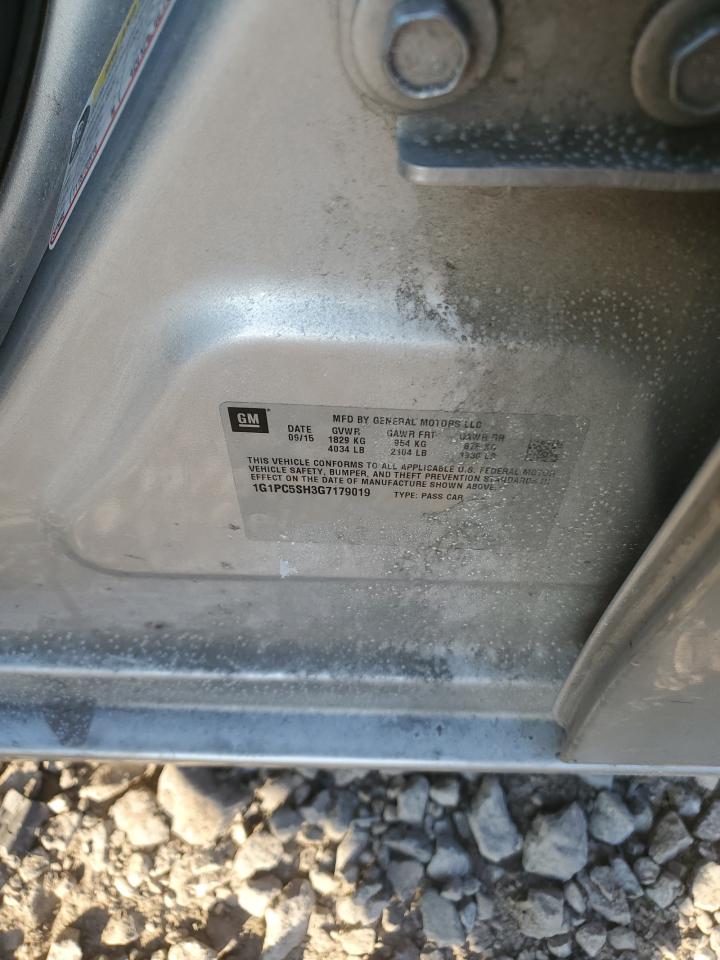 2016 Chevrolet Cruze VIN 1G1PC5SH3G7179019 Copart auction photo, front end damage thumbnail 13
