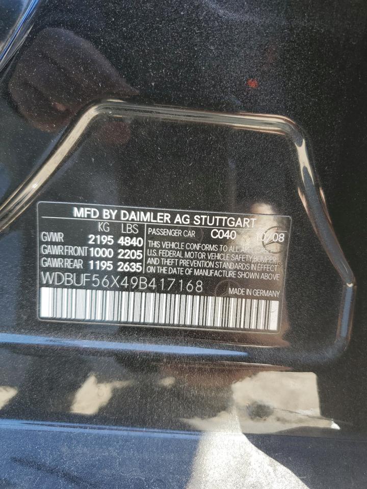 2009 Mercedes-Benz E-klasse VIN WDBUF56X49B417168 Copart auction photo, front end damage thumbnail 12