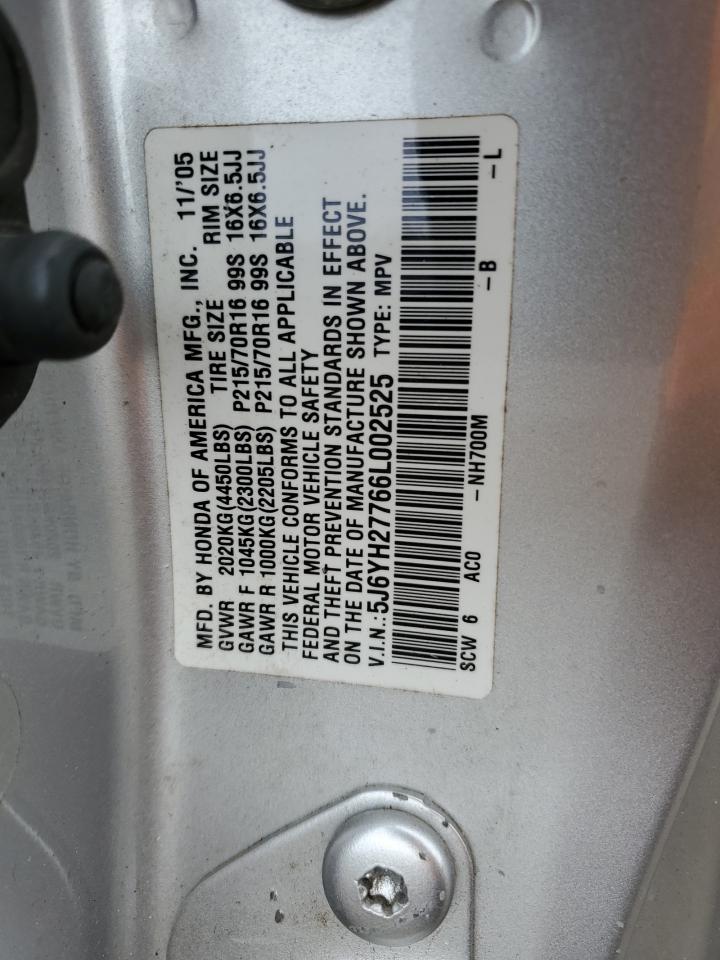 2006 Honda Element VIN 5J6YH27766L002525 Copart auction photo, rear end / top/roof damage thumbnail 12