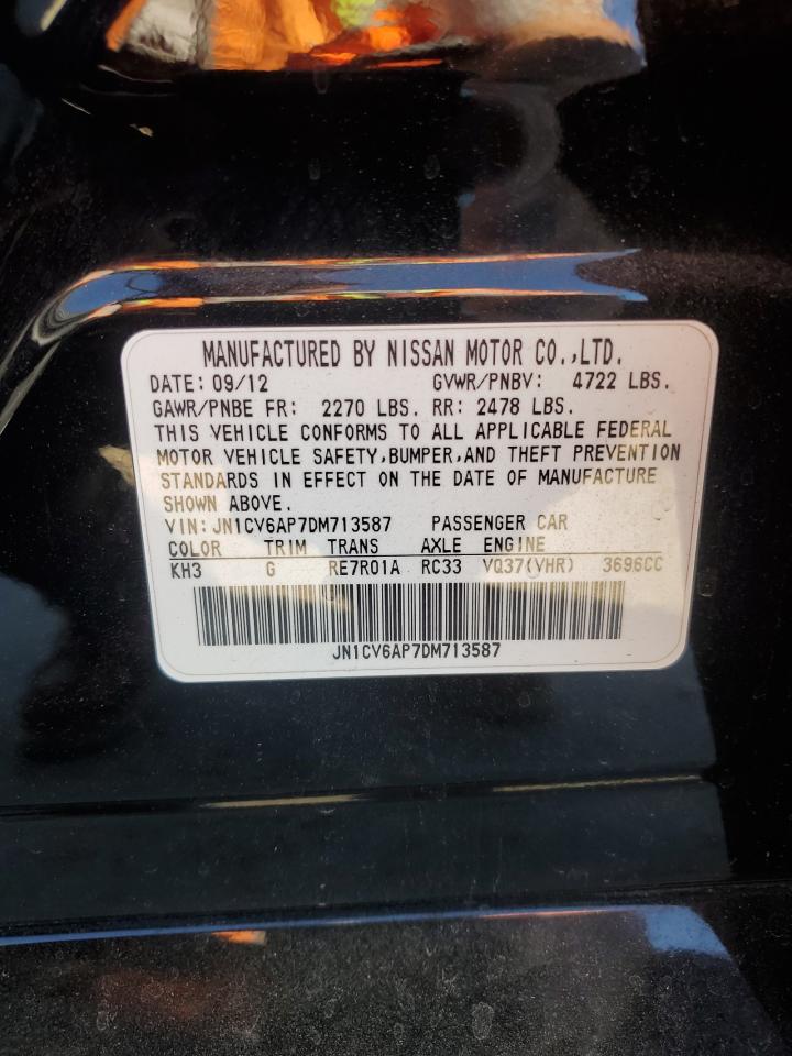 2013 Infiniti G VIN JN1CV6AP7DM713587 Copart auction photo, front end / side damage thumbnail 15