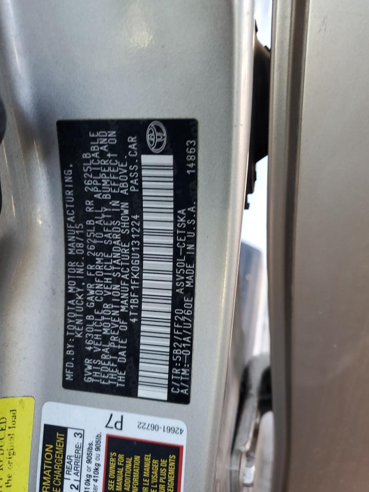 2016 Toyota Camry VIN 4T1BF1FK0GU131224 Copart auction photo, front end damage thumbnail 14