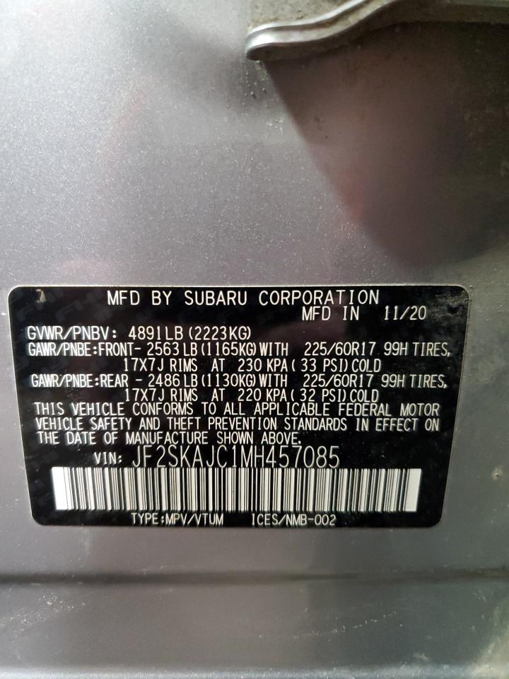2021 Subaru Forester VIN JF2SKAJC1MH457085 Copart auction photo, front end / minor dent/scratches damage thumbnail 14