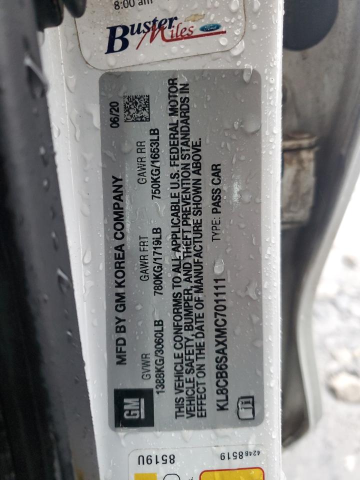 2021 Chevrolet Spark VIN KL8CB6SAXMC701111 Copart auction photo, front end damage thumbnail 14