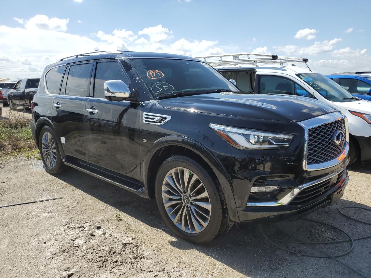 2018 Infiniti QX80 VIN JN8AZ2NE1J9190953 Copart auction photo, water/flood / rear end damage thumbnail 4