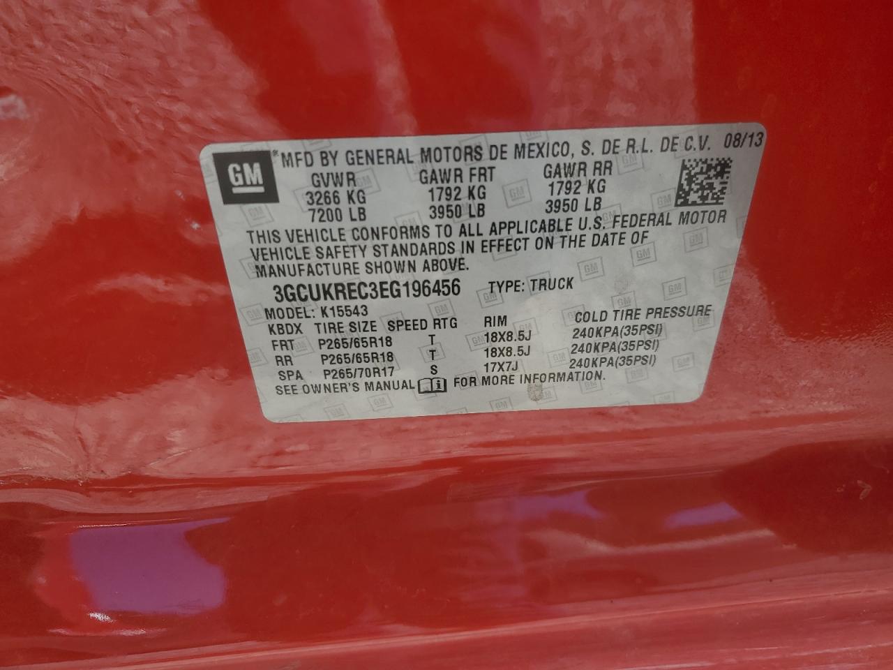 2014 Chevrolet Silverado VIN 3GCUKREC3EG196456 Copart auction photo, side / mechanical damage thumbnail 12