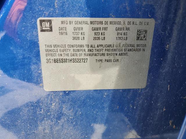 2017 Chevrolet Cruze VIN 3G1BE6SM1HS522727 Copart auction photo, front end / rear end damage thumbnail 13