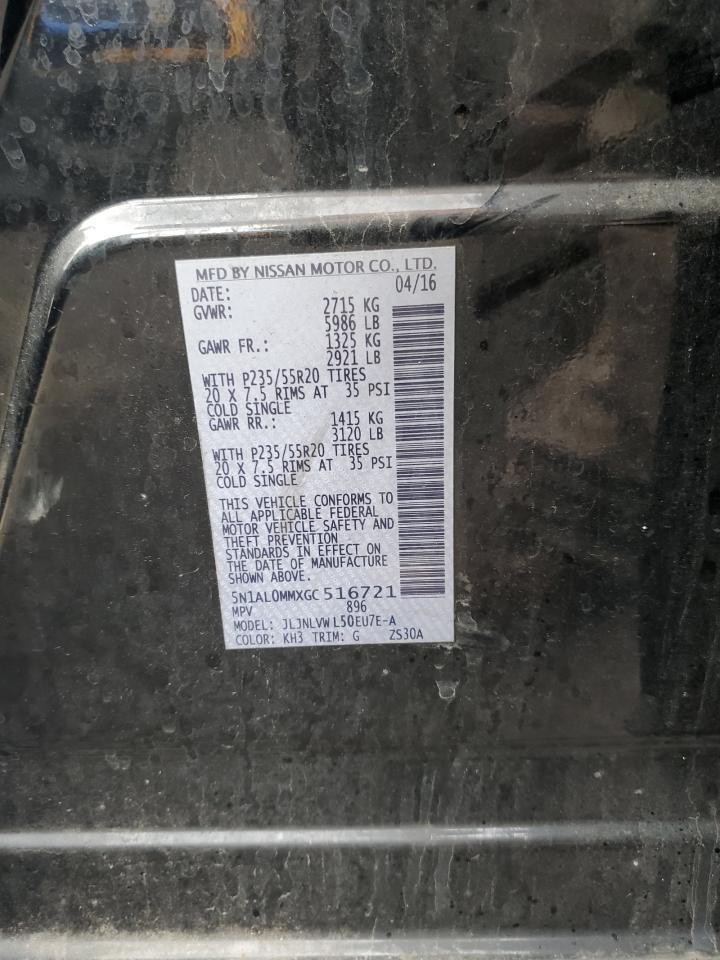 2016 Infiniti QX60 VIN 5N1AL0MMXGC516721 Copart auction photo, front end damage thumbnail 16