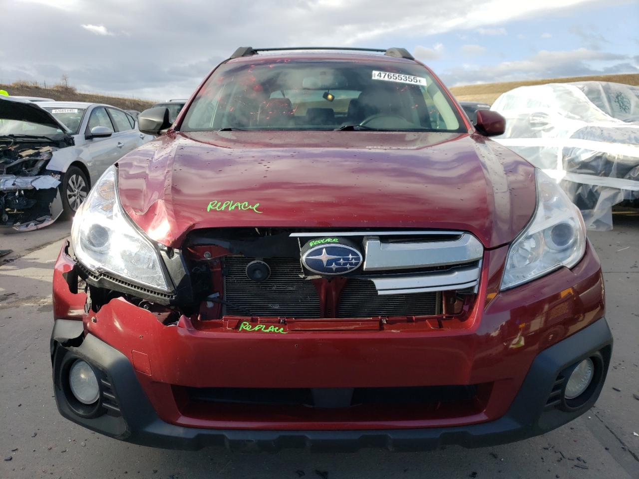 2014 Subaru Outback VIN 4S4BRBMC7E3235110 Copart auction photo, front end / hail damage thumbnail 5