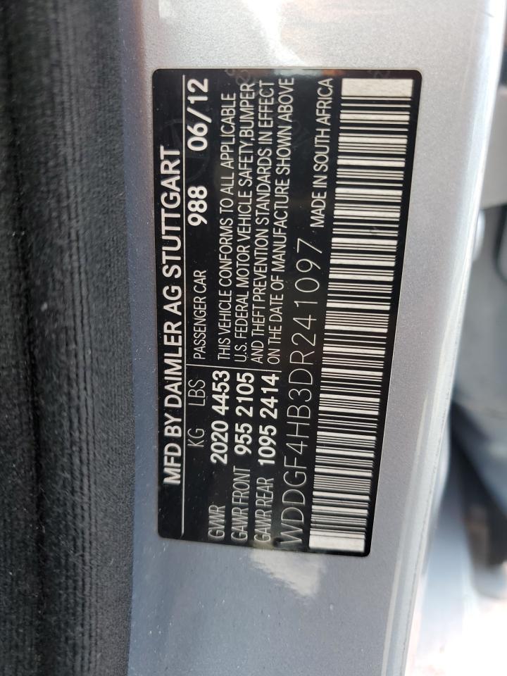 2013 Mercedes-Benz C-klasse VIN WDDGF4HB3DR241097 Copart auction photo, rear end / front end damage thumbnail 12