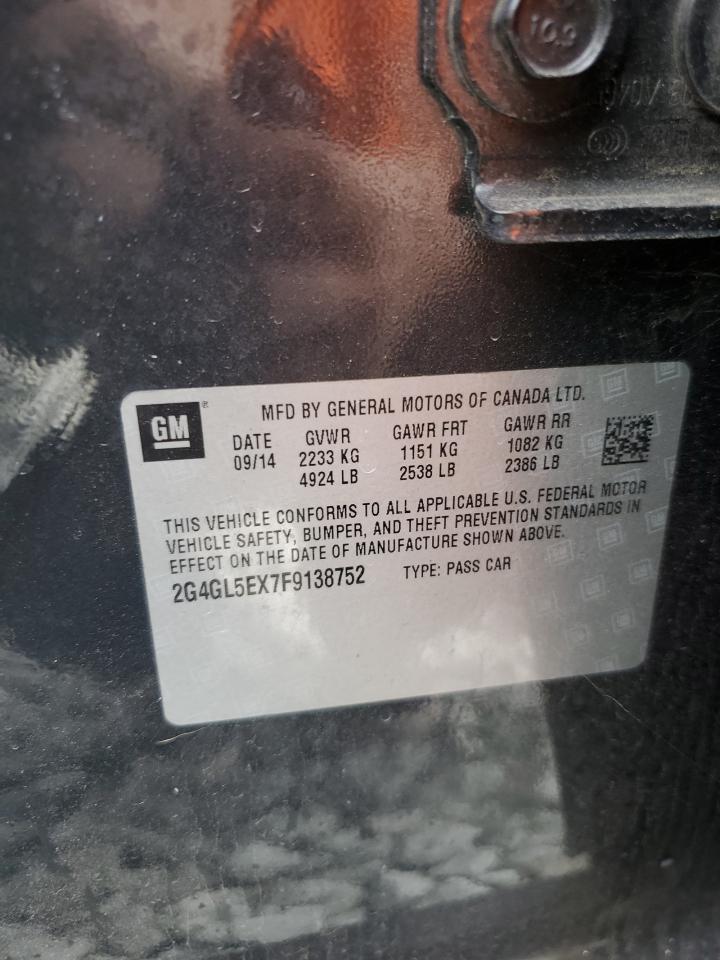 2015 Buick Regal VIN 2G4GL5EX7F9138752 Copart auction photo, front end damage thumbnail 14