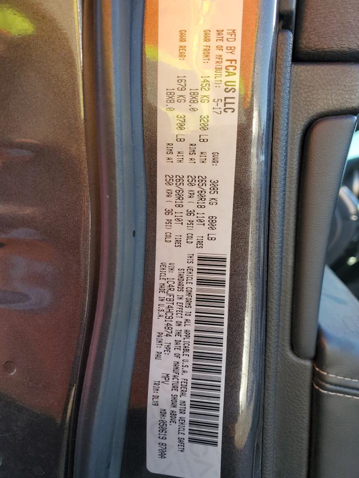 2017 Jeep Grand Cherokee VIN 1C4RJFBT4HC914874 Copart auction photo, front end damage thumbnail 12